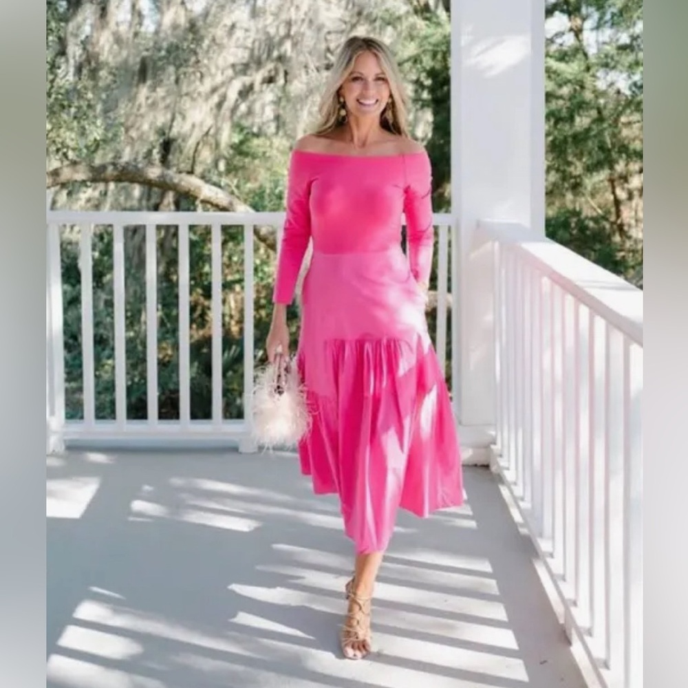 Tuckernuck Off-Shoulder Pink Midi Dress
